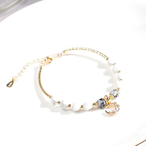 QKL CláSico Cristal Corte Blanco Pino Piedra De Pelo Pulsera Traslado Regalo.