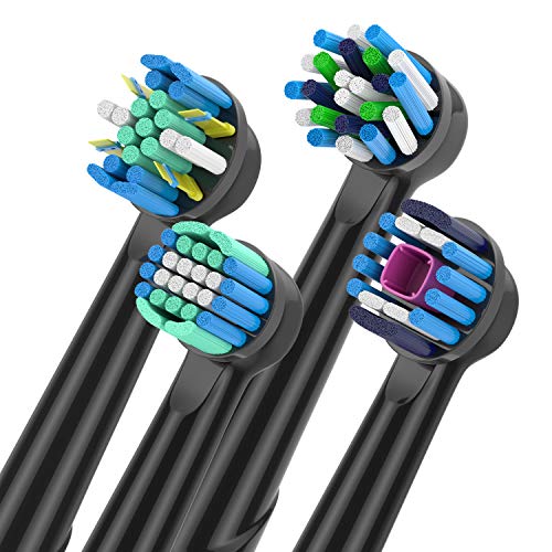 QLEBAO Recambios Cepillo Compatible con Oral b Recambios Cepillos Electricos, 16 Cabezales para Oral B, 4 Whiteclean, 4 Precision-Clean, 4Flossclean, 4 Crossclean Cabezales de Cepillo de Dientes Negro