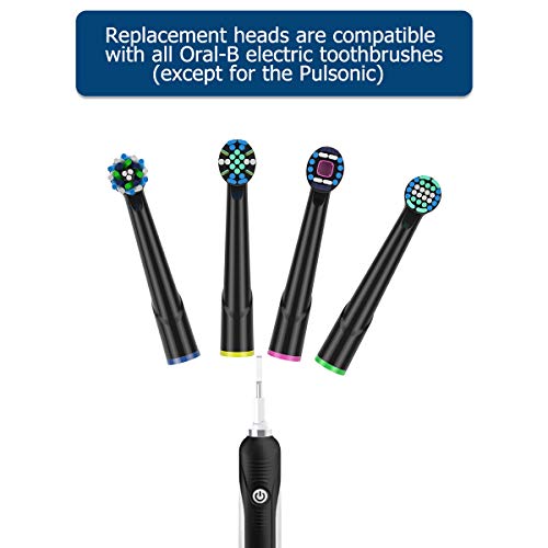 QLEBAO Recambios Cepillo Compatible con Oral b Recambios Cepillos Electricos, 16 Cabezales para Oral B, 4 Whiteclean, 4 Precision-Clean, 4Flossclean, 4 Crossclean Cabezales de Cepillo de Dientes Negro
