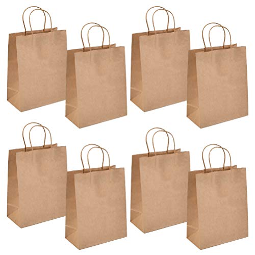 QLOUNI 20pcs Bolsas de Papel Kraft de Regalo para Envolver Pan Galletas, Té, Café,Aperitivos y Dulces de Panadería Ideal para Bolsas de Fiesta, Decoración de Pascua 27x11x21cm (Blanco)