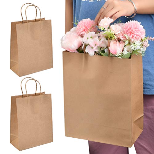 QLOUNI 20pcs Bolsas de Papel Kraft de Regalo para Envolver Pan Galletas, Té, Café,Aperitivos y Dulces de Panadería Ideal para Bolsas de Fiesta, Decoración de Pascua 27x11x21cm (Blanco)