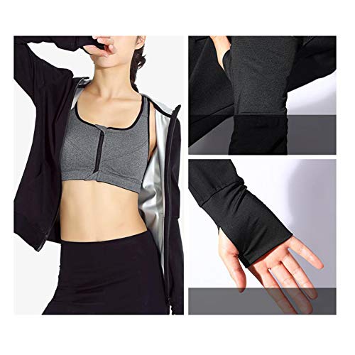 Q&M Mujer Traje De Sauna Pérdida De Peso Saco Gimnasio Rutina De Ejercicio Quemador De Grasa Encapuchado Cremallera Moldeador,XXXXL