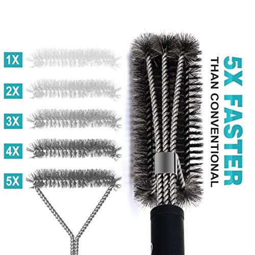 Qomolo Barbacoa Cepillo y 2pcs Cepillos de Silicona para Barbacoas, 3 En 1 BBQ Grill Cepillo y Pinceles de repostería para Barbacoas Al Aire Libre, Jardín, Camping y De Sobremesa