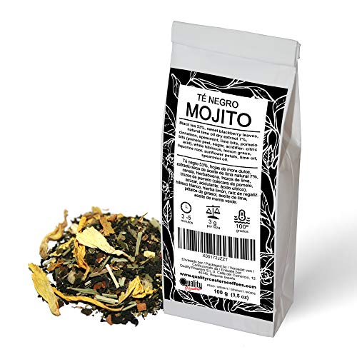 Quality Roasters Coffees Té Mojito Negro, Hierbas, Fruta, Hierbabuena, Limón, Aceite de Lima - 100g
