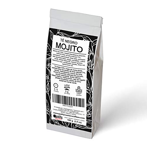 Quality Roasters Coffees Té Mojito Negro, Hierbas, Fruta, Hierbabuena, Limón, Aceite de Lima - 100g