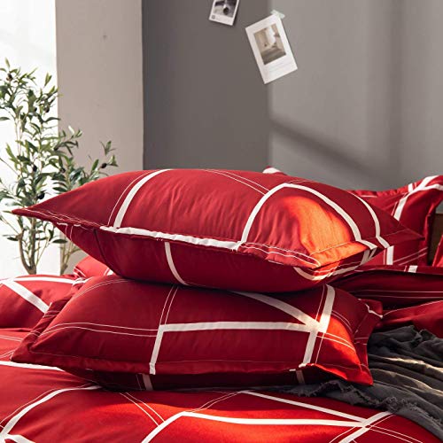 Qucover Juego de Ropa de Cama,para Cama 150,Juego Funda nórdica de Microfibra,Fibra de poliéster,Funda de edredón y Funda Almohada Rojo