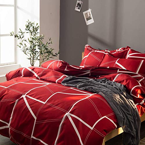 Qucover Juego de Ropa de Cama,para Cama 150,Juego Funda nórdica de Microfibra,Fibra de poliéster,Funda de edredón y Funda Almohada Rojo