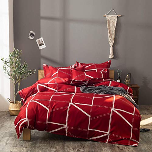 Qucover Juego de Ropa de Cama,para Cama 150,Juego Funda nórdica de Microfibra,Fibra de poliéster,Funda de edredón y Funda Almohada Rojo