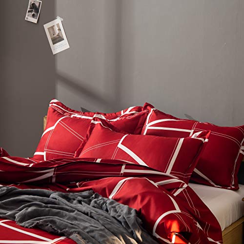 Qucover Juego de Ropa de Cama,para Cama 150,Juego Funda nórdica de Microfibra,Fibra de poliéster,Funda de edredón y Funda Almohada Rojo