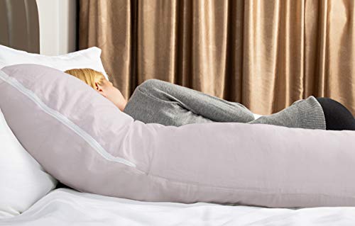 QUEEN ROSE Almohada de Embarazo con Funda de Almohada para el Cuerpo, Almohada en Forma de U, Almohada de Maternidad Completa para Mujeres Embarazadas