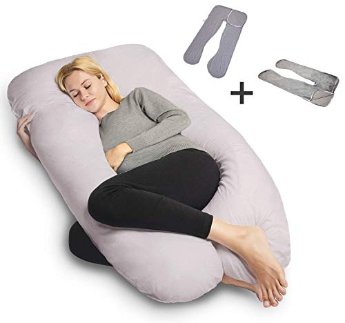 QUEEN ROSE Almohada de Embarazo con Funda de Almohada para el Cuerpo, Almohada en Forma de U, Almohada de Maternidad Completa para Mujeres Embarazadas