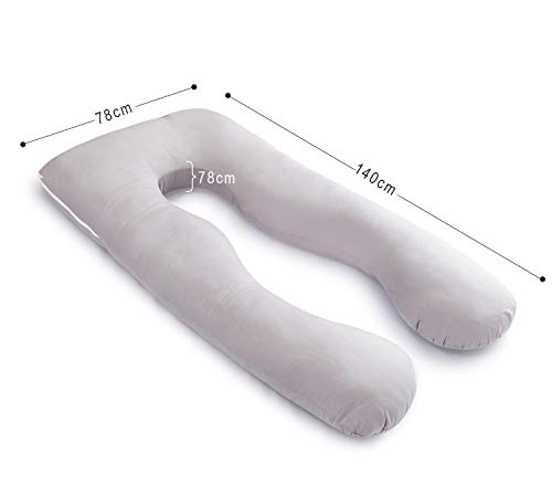 QUEEN ROSE Almohada de Embarazo con Funda de Almohada para el Cuerpo, Almohada en Forma de U, Almohada de Maternidad Completa para Mujeres Embarazadas