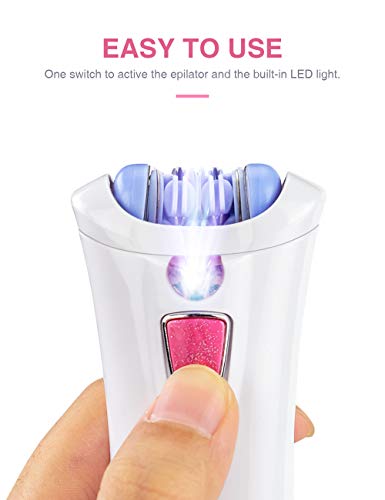 Queenmew Depiladora Electrica Afeitadora Eléctrica Con Luz, Maquina Depiladora Facial Mujer De Bikini Inalámbrico, Removedor De Vello Facial Para Mujeres