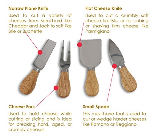 Queso Junta Set por starblue – con 4 cuchillos y madera de roble con cajón | gran queso y plato para servir de corte de plato bandeja | mejor para inauguración de la casa y regalo de cumpleaños