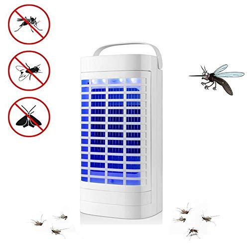 Queta Lámpara Antimosquitos, LED UV Lámpara Repelente de Mosquitos, 5W Lámpara Eléctrica Trampa contra Plagas e Insectos, Lámpara Interior de Noche de Bajo Decibel