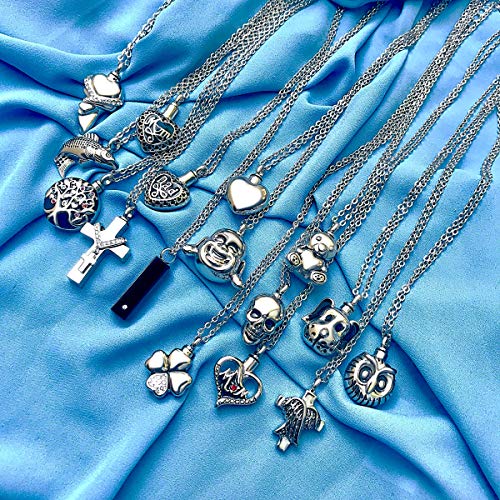 Quiges Memorial Urna de Cremación Colgante de Acero Inoxidable Ala del Ángel con Collar de Eslabones de Cadena Ajustable 46 a 52 cm