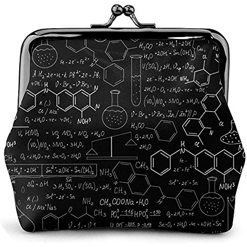 Química Fórmula Monedero de Cuero Besos Cerradura Bolsa de Cambio Cierre de Cierre Vintage Hebilla Cartera Mujeres pequeñas