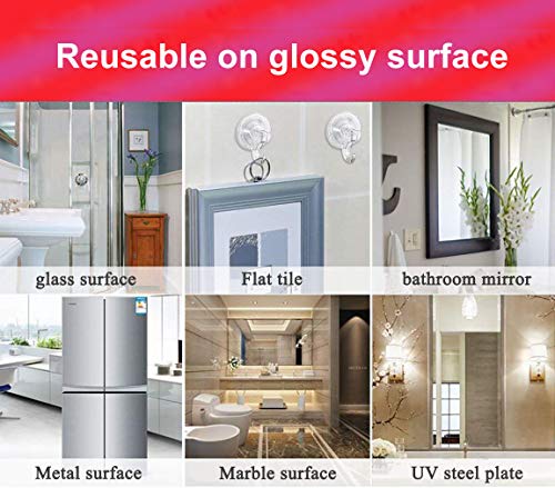 Quntis® - Ganchos Ventosa Fuerte [4 Piezas] Perchas Grandes Individuales, Transparente Plástico, Ganchos Adhesivos Resistente al Agua, Ideal para Baño Cocina Ducha Ventana, etc.