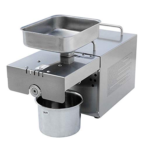 QWERTOUY Máquina de Prensa de Aceite Máquina de extracción de Aceite de Tuerca eléctrica Prensa de Aceite de Acero Inoxidable de Grado alimenticio para maíz de sésamo