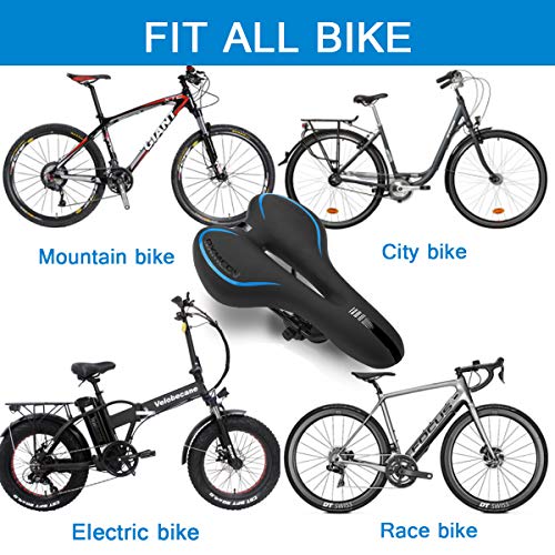Qxmcov Sillines de Bicicleta Gel Montaña Antiprostatico, Cojín de Ciclismo Silicona, Asiento de Bici con Funda Impermeable & Kit Rueda para Electrica Bicicleta/Plegable/Carretera/Urbana/MTB