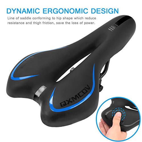 Qxmcov Sillines de Bicicleta Gel Montaña Antiprostatico, Cojín de Ciclismo Silicona, Asiento de Bici con Funda Impermeable & Kit Rueda para Electrica Bicicleta/Plegable/Carretera/Urbana/MTB
