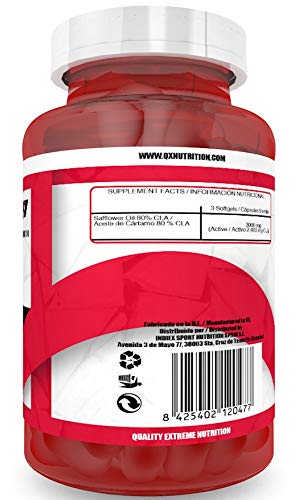 QXN New CLA suplemento quemagrasas – Ácido linoleico conjugado para aumentar tu masa muscular y contribuir en la pérdida de peso – Suplemento quema grasa para practicar deporte – 30 cápsulas softgel