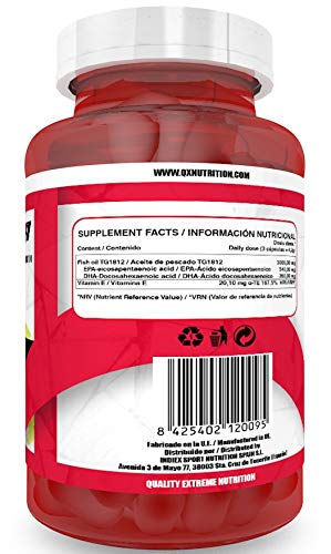 QXN Omega 3 + Vitamina E 90 Cápsulas | Complemento Alimenticio con Omega 3 y Vitamina E, Reduce Colesterol, Ayuda Sistema Neurológico, Reduce Inflamación Muscular, Propiedades Antioxidantes