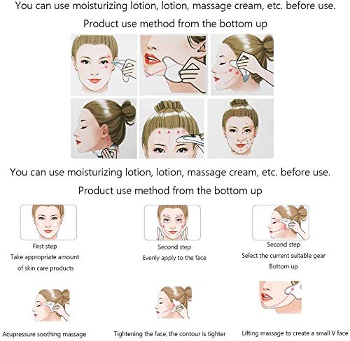 QXXNB Masajeador De Drenaje Linfático, Masajeador Facial Reafirmante Elevador, Antiarrugas Antienvejecimiento Calentado De 45, Elimina Bolsas para Ojos, Rosa, Blanco