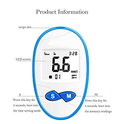 QYY Glucómetro Medical Diabetes, Prueba de glucosa Equipo médico Profesional para el hogar Modelo de medidor de glucosa en Sangre (sin Tiras reactivas ni Agujas)