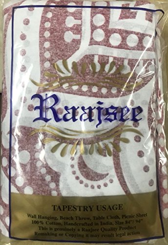 raajsee Tela Redonda de Mandala Estilo Hippie, diseño Indio Bohemio, Ideal como Colcha, Tapiz Decorativo, Mantel o Toalla de Playa, 175 cm, algodón, Pink Purple, 70 Inch