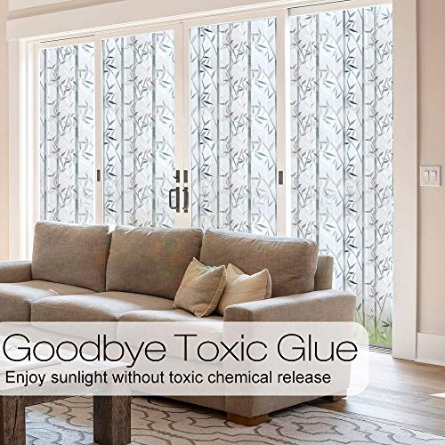 rabbitgoo 3D Vinilo Cristal para Ventanas Translúcida Autoadhesiva Vinilo Decorativa Bambu Patron Pegatina con Electricida Estática de Calor Control y Anti UV para Oficina Casa Privacidad 60x200CM