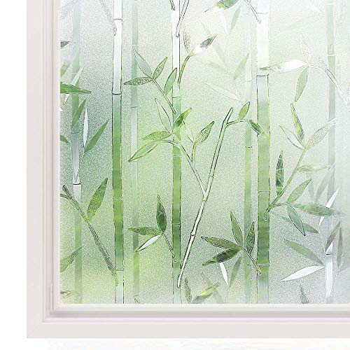 rabbitgoo 3D Vinilo Cristal para Ventanas Translúcida Autoadhesiva Vinilo Decorativa Bambu Patron Pegatina con Electricida Estática de Calor Control y Anti UV para Oficina Casa Privacidad 60x200CM