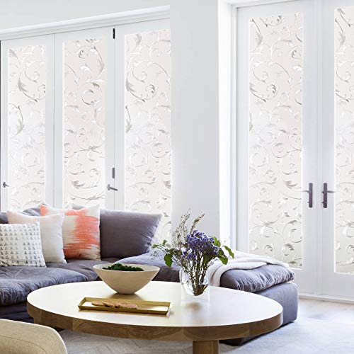 rabbitgoo 3D Vinilo Ventana Pegatina Translúcida Adhesiva Decorativa Pelicula del Vidrio, Electricida Estática para el Cristal Ventana, Control de Calor y Anti UV para Baño Cocina Oficina 90x200CM