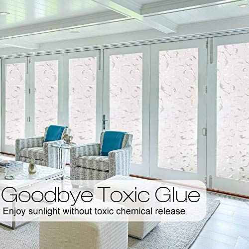 rabbitgoo 3D Vinilo Ventana Pegatina Translúcida Adhesiva Decorativa Pelicula del Vidrio, Electricida Estática para el Cristal Ventana, Control de Calor y Anti UV para Baño Cocina Oficina 90x200CM