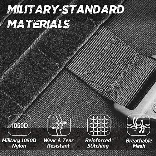 rabbitgoo Arnes Antitirones Perro Táctico de Arnés Perros Grande para Perros de Trabajo Militar con 2 Anillos de Metal Entrenamiento Ajustable sin Tirones para Caminar Cazar Negro M