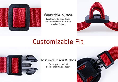 rabbitgoo Arnés para Gatos y Correa 150 cm Cuerda Chaleco Ajustable Antitirones Cómodo Material fácil de Poner y Quitar para Entrenamiento Seguridad Arnes para Perro Conejos Mascotas Pequeño XS Rojo