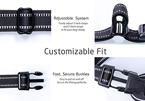 rabbitgoo Arnes Perro Antitirones Extra Grande con Lineas Reflecantes Arnés Perros Grande Coche Adiesreamiento Correa Chaleco Acolchado Ajustable con Asa y Enganche para Labrador Color Negro