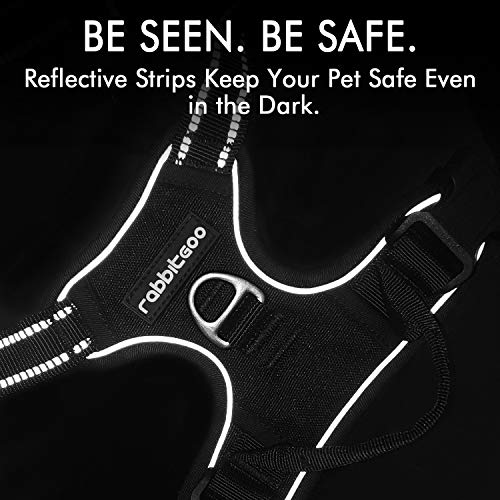 rabbitgoo Arnes Perro Pequeño con Lineas Reflecantes Arnés Perros Antitirones Coche Adiesreamiento Bicicleda Correr Chaleco Acolchado Ajustable Color Negro