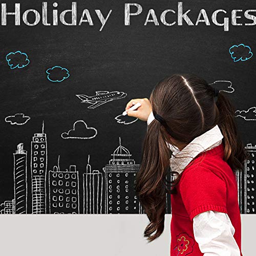 rabbitgoo Papel Pizarra Negra Autoadhesiva Vinilo Pizarra Tablero Negro Pizarrón Pegatina Negra Pizarra Adhesiva de Pared Vinilos Negro para Escuela Oficina Casa 44.5x200CM 5 Tizas Gratuitas