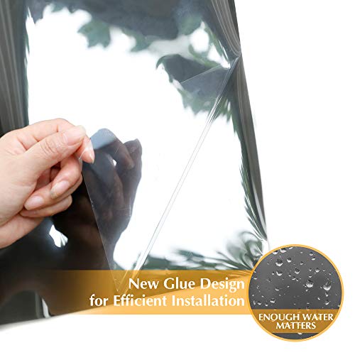 rabbitgoo Vinilo Cristal Ventana Película de Espejo Unidireccional Lámina Electricidad Estatica Protector Solar Privacidad Deorativos Adhesiva Anti 85% Calor y 99% UV para Hogar Oficina 44x200CM