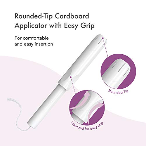 Rael - Tampones blanqueados sin cloro, orgánicos, con aplicador de cartón biodegradable, tamaño extra grande (14 en total)