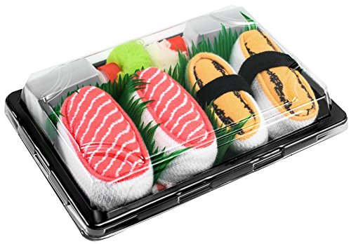 Rainbow Socks - Mujer Hombre Calcetines Sushi Salmón Tamago - 2 Pares - Tamaño 36-40