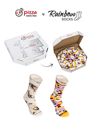 Rainbow Socks - Pizza Caprichosa Mujer Hombre - 4 pares de Calcetines - Tamaño 36-40