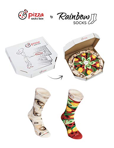 Rainbow Socks - Pizza Vegetariana Mujer Hombre - 4 pares de Calcetines - Tamaño 36-40
