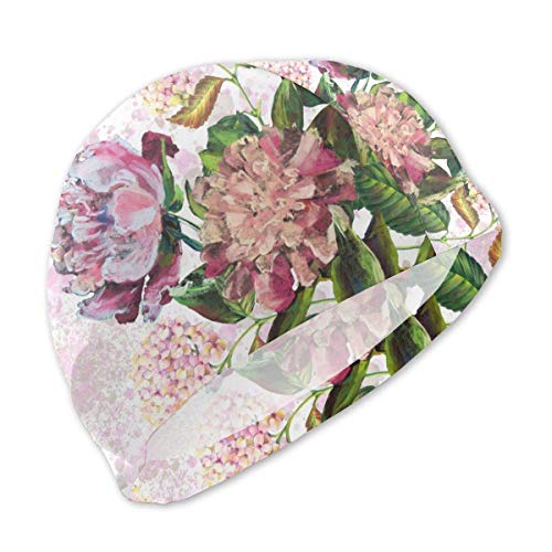 Ramo de peonía con Gorro de baño de patrón sin Costuras de Hortensia, Alta Elasticidad, Gorro de baño cómodo Impermeable