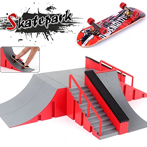 Rampas Skatepark, Mini Kit Diapasón Parque Del Patín Monopatín Dedo Entrenamiento En La última Puntales Juguete Regalo de Navidad Para Niños (B)