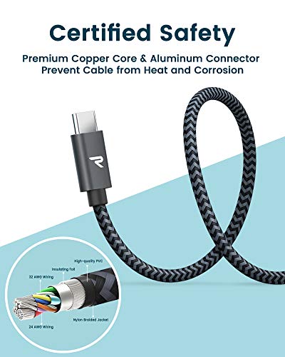 Rampow Cable USB Tipo C - Cable USB C a USB 3.0 Carga Rápida y Sincronización - Cable Tipo C Compatible con Samsung Galaxy, Xiaomi Mi A1/Mi A2, LG, HTC, Sony Xperia XZ y más - 1M, Gris Espacial