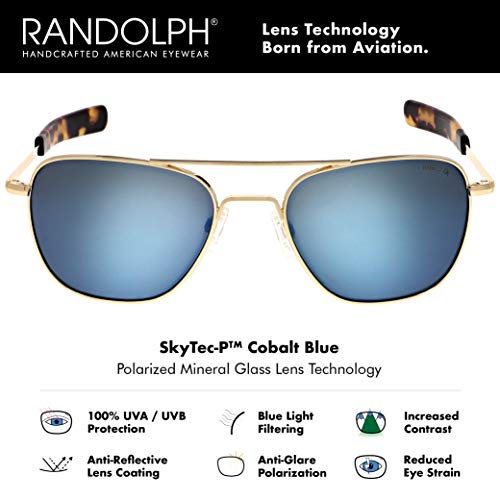 Randolph Classic Aviator Gafas de sol para hombre o mujer, color dorado, 100% UV