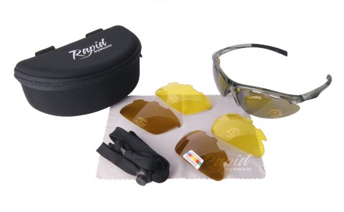 Rapid Eyewear Fore Gafas DE Sol Golf con Cristales Intercambiables, Incluyendo POLARIZADOS y Mejora de luz (luz Baja). para Hombre y Mujer. Protección UV400