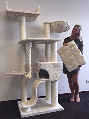 Rascador para gatos grandes Kilimandjaro de Luxe Crema baratos arbol xxl maine coon gato gigante sisal muebles sofa casa escalador casita torre Árboles rascadores cama cueva repuesto medianos